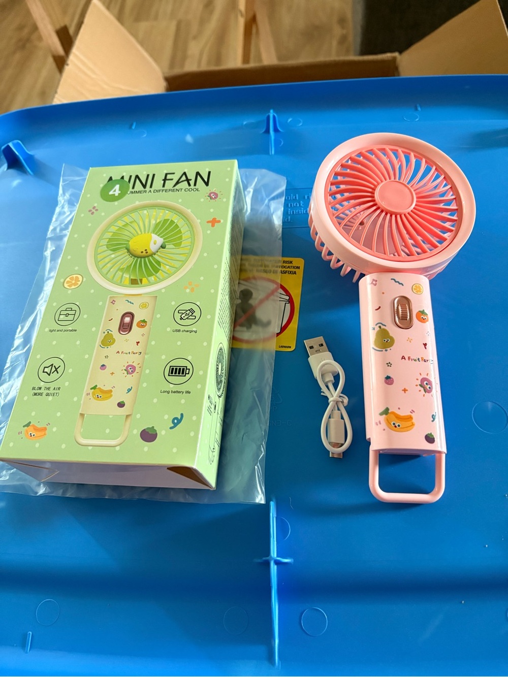 Cute Pink Rechargeable Handheld Mini Fan for Kids